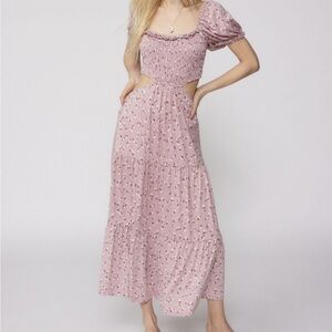 NWT Urban Outfitters Pink Floral Midi Dress Size Small